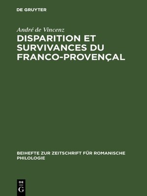 cover image of Disparition et survivances du franco-provençal